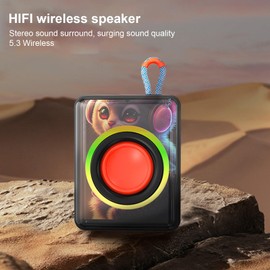 Portable Speaker, RGB Colorful Lighting IPX6 Waterproof Type C 1200mAh Outdoor Speakers Wireless for Sports Swimming Pool Beach Camping