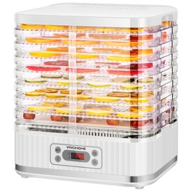 VIVOHOME Electric 8 Trays Food Dehydrator, 400W Hydrator Machine with 72H Digital Timer and Temperature Control for Fruit Vegetable Meat Jerky Herb Beef Mushroom, White
