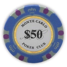 DA VINCI 14 Gram Clay Monte Carlo Poker Club Premium Quality Poker Chips Pack of 50 Teal Chips