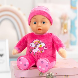 Bayer Design Dolls: My First Baby Doll - 12" Pink & Unicorn - Matching Pink Cap, Soft Body, Sewn Hands & Feet, Pretend Play, Kids Ages 3+