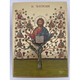 The True Vine Christian Icon of Christ (4.5" x 5.5" Textured Gold Foil)