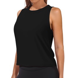 AURUZA Ice Silk Workout Tank Tops for Women Gym Womens Athletic Tops Loose Fit Running Tank Sleeveless Cool Sun Protection (#2 Black, Medium)