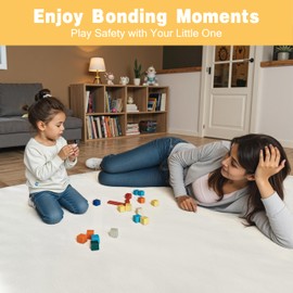 Funyoo Padded 48" ×48" Baby Play Mat for Playpens, 1.2" Thick Foam Mat with Soft Vegan Leather, Baby Tummy Time Playmat for Floor, Fits 50" x50" Playpens