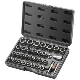 Happybuy Bolt Extractor Set, 29-Piece Bolt and Nut Remover Set, 6mm to 10mm, 13/32" to 3/4", CR-MO Steel Extraction Socket Set with Storage Case, for Removing Damaged Rusted Bolts, Nuts and Screws