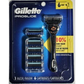 Gillette ProGlide Mens Razor, Includes 1 Handle, 6 Blade Refills (Packaging May