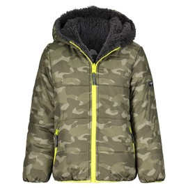 OshKosh B'gosh Boys' Heavyweight Colorblock Puffer Coat, Reversible Camo/Grey, 4