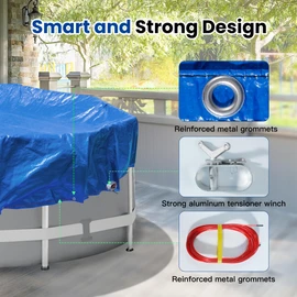 COVALL Winter Pool Cover 22 ft Round，for 18 Ft Above Ground Pool,Cold and UV Resistant, Weatherproof and Durable, Winch & Cable Included (Green/Black,Cover Diameter 22')