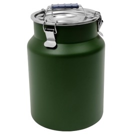 DYNAMI 3.2Gal Stainless Steel Airtight Canister,Large Metal Food Storage Container,Stainless Steel Bucket Milk Can Milk Jug With Lid & Handle, for Kitchen Rice Flour Coffee Bean (Green)