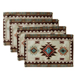 EZ.enjoy Set of 4 Placemats Southwest Geometric Rectangle 18 X 13 Inch Table Setting Decor for Garden Farmhouse Wedding Party Holiday Dinner Home Decoration Everyday Cotton Linen