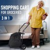 3-in-1 Shopping Cart for Groceries, 120L Expandable Grocery Cart on