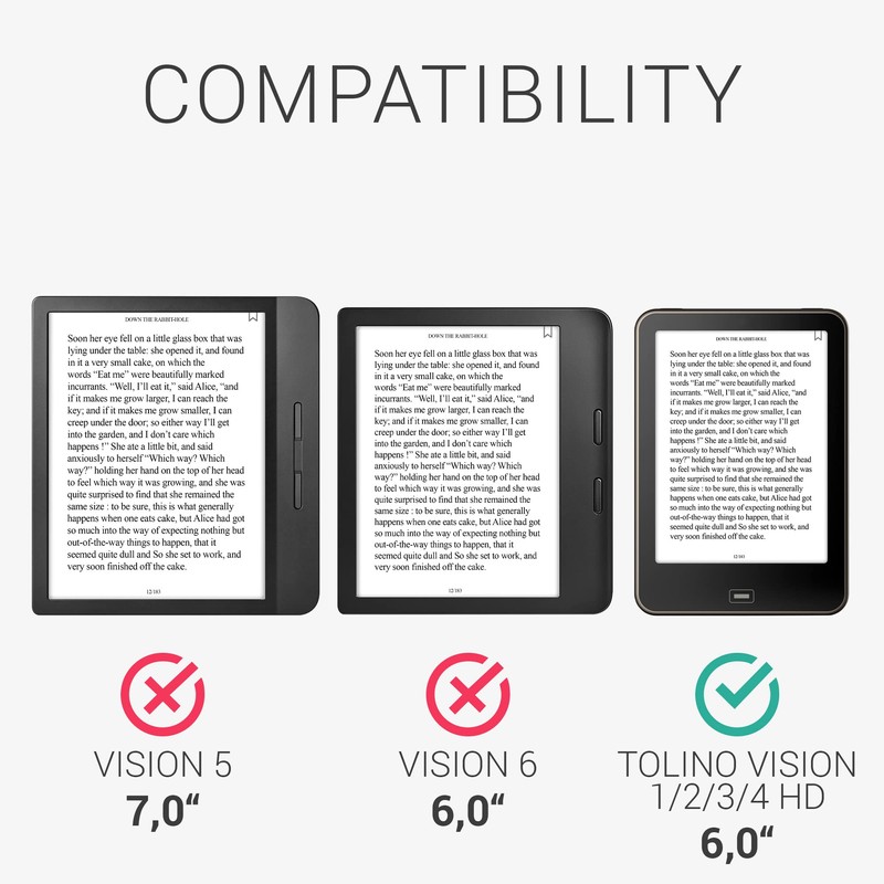 kwmobile Flip Case Compatible with Tolino Vision 1/2/3/4 HD Case