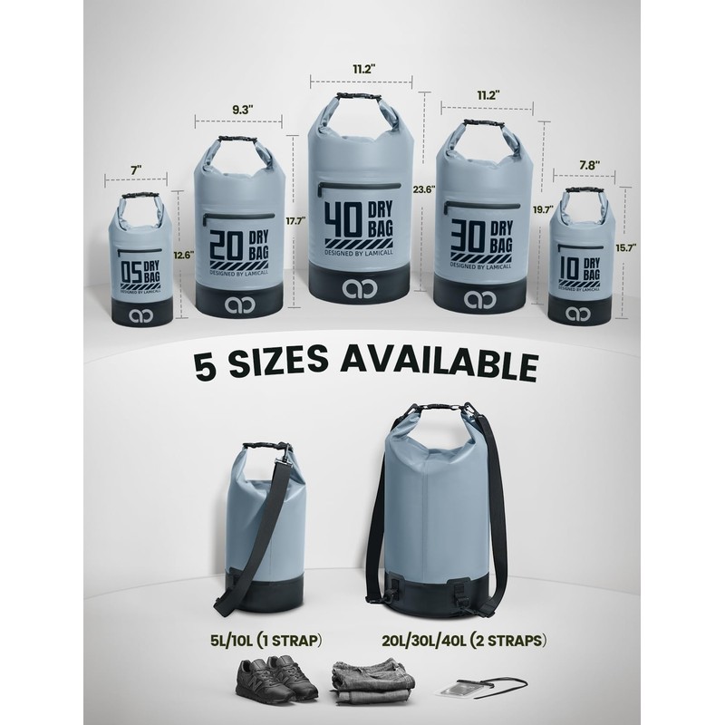 Lamicall Dry Bag, Waterproof Bag - [Robust & Anti-Scratch] 5L/10L/20L/30L/40L