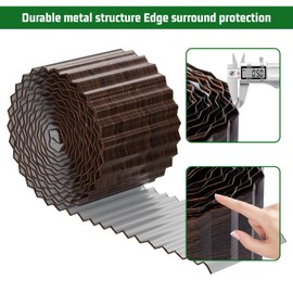 SnugNiture Corrugated Metal Garden Edging,6" x 20' Sturdy Lawn Edging Border,Landscape Edging Border for Lawn, Flower Bed,Garden and Yard(Brown)