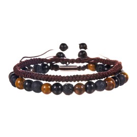 RINTOLER Adjustable 𝗚𝗶𝗳𝘁𝘀 𝗳𝗼𝗿 𝗠𝗲𝗻 To My Man Bracelet - 8mm Crown King Charm Bracelet for Men Women Black Matte Onyx Stone Beads, 7.5" (E)