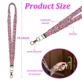 GIYAWA 3 Pcs Scrunchie Lanyards for ID Badges and Keys, Floral Stretchy Lanyard for Teachers Nurses, Cute Boho Retractable Neck Keychain with 6 Waterproof ID Holders (3 Horizontal & 3 Vertical)
