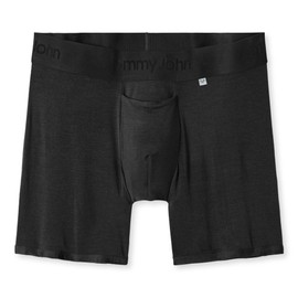Tommy John Men’s Mid-Length Boxer Brief 6” Underwear, Innovative Hammock Pouch for Enhanced Support, Silky, Soft Second Skin Fabric Mens Underwear, Black, Large
