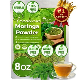 Moringa Leaf Tea Bags, 100% Natural & Pure from Moringa Leaves. Loose Leaf Moringa Herbal Tea. Moringa Leaf Tea. No Sugar, No Caffeine, No Gluten, Vegan. Beverage - Size: 8oz Powder