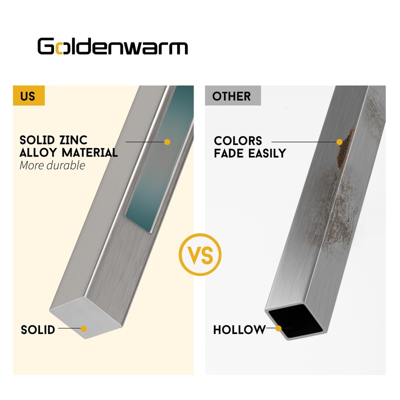 goldenwarm 5 Pack Brushed Nickel and Gold Cabinet Knobs Kitchen