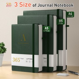 Umriox Notebook A5 Lined, Diary for Adults, Hardcover Journal with 365 Pages, 100 gsm Thick Paper, Notepad for Adults, Work, Writing, Notes, Learning, Travel, 14.5 x 21 cm, Green