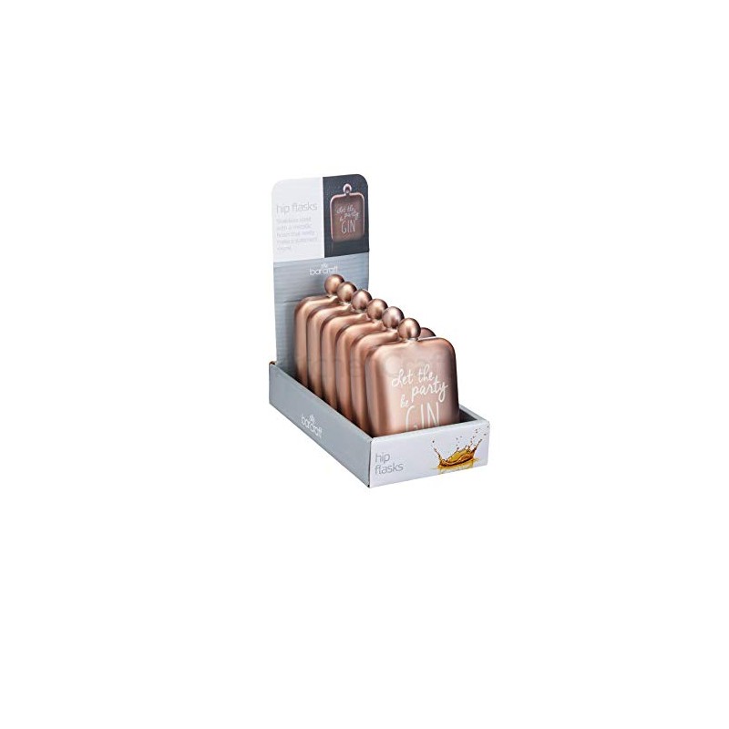 BarCraft 175ml Stainless Steel Pink Hip Flask Let The Party