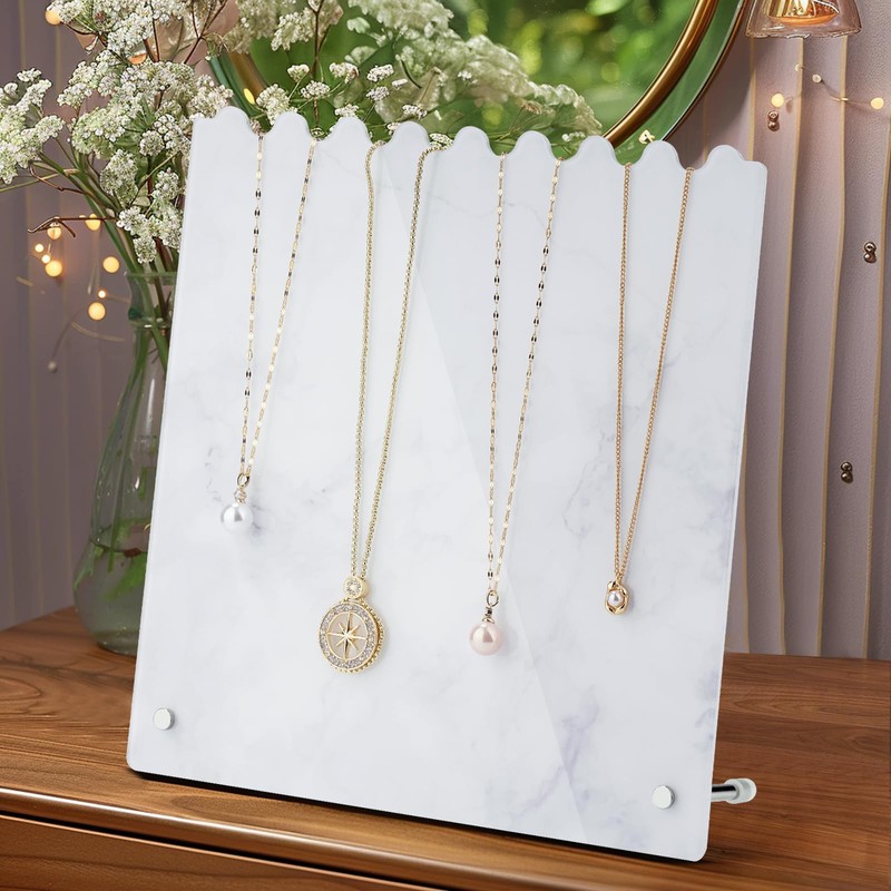 NiHome Stylish Marble Pattern Design Adjustable Height Acrylic Necklace Display