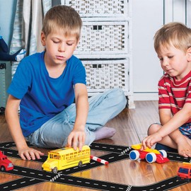 WNINK 2 Rolls Roadway Tape Road Tape, Kids Race Car Stickers, Race Car Track Decorations, 2.4 Inch Wide, 2 X 33 FT Long, Easy Tear, No Residue for Kids Birthday Racing Party Decoration