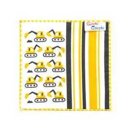 JIKAN STYLE 02941 Mini Handkerchief, Children, Towel Handkerchief, Shovel Car, Gift, Made in Japan, Kindergarten, Graduation, Farewell Party, Acchi cocchi, Yellow Approx. 5.9 x 5.9 inches (15 x 15 cm)