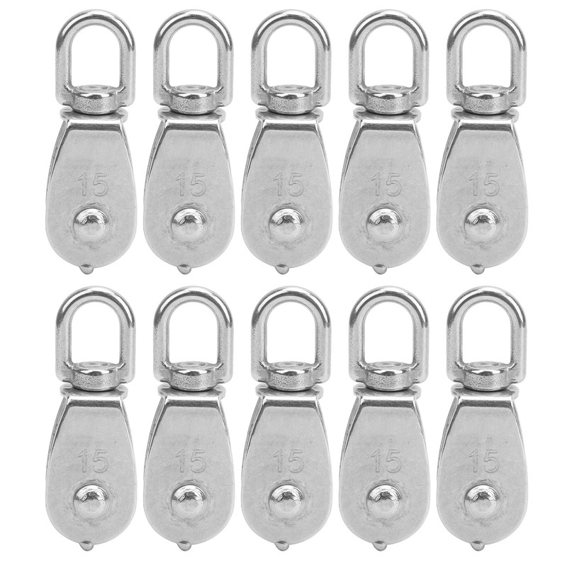 10pcs M15 Pulley 304 Stainless Steel Wire Rope AntiRust Single