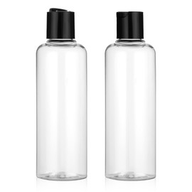 2 Pack 8 oz Plastic Empty Bottles Clear Squeeze Bottle Travel Bottle with Black Disc Cap Transparent Travel Empty Container Leakproof Plastic Bottles for Shampoo Lotion