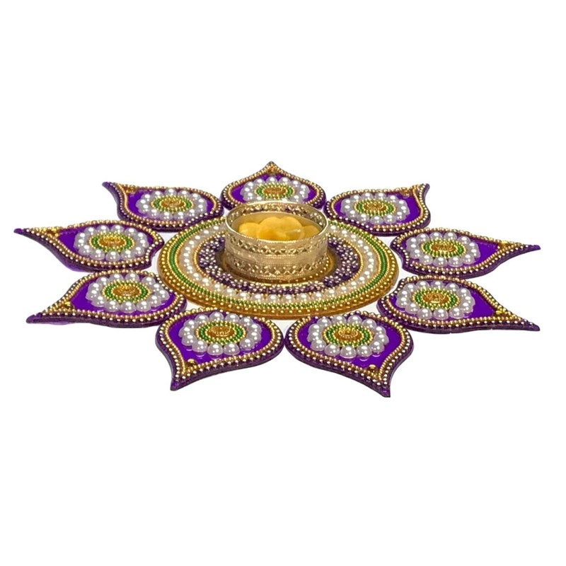 Krisah SMALL SIZE 11 Pieces Set Acrylic Rangoli with T