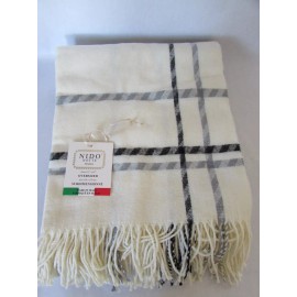 Nido Notte Cream Black Oversized Spina Throw Blanket 51" X 67" Italy Soft Luxury