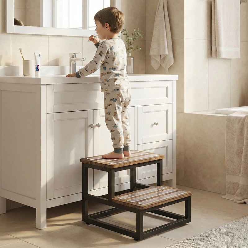 VonDream 2 Tier Step Stools for Adults with Non-Slip Stickers,
