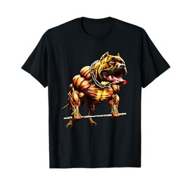 Muscular Pitbull Powerlifting Beast Gym Animal Strength T-Shirt