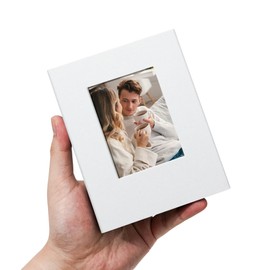 Remowith Small 4x6 Photo Album 100 Pockets Linen Cover with Front Window Portable Mini Picture Book for Family Travel Wedding and Memory Keepsake Organizer White