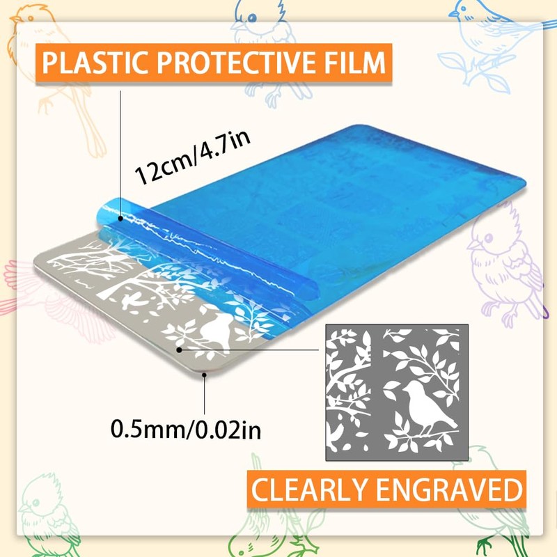 PH PandaHall 3pcs Bird Nail Stamping Plates, Swallow Animal Nail