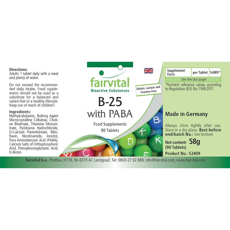 Fairvital Vitamin B Complex + PABA, Vitamin B-12, Folic Acid,