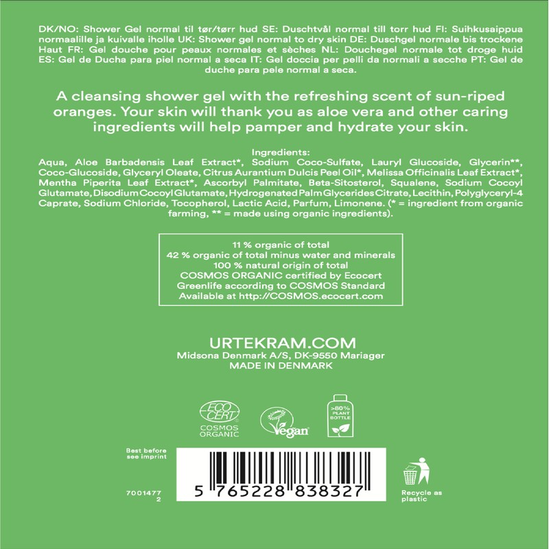Urtekram Shower Gel - Moisturising - Aloe Vera - 500