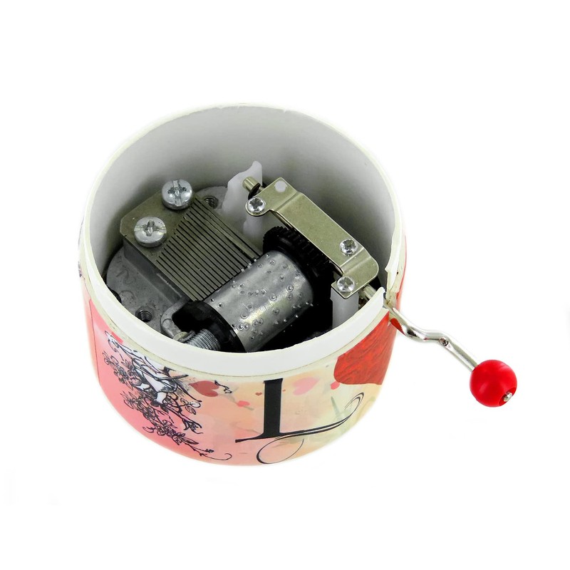 Round Hand-cranked Musical Box/Music Box Made of Reinforced Cardboard -