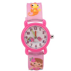 Children Watch Cartoon Pattern Waterproof PVC Strap Quartz Children WatchPink