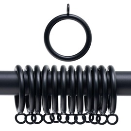 24 PCS Curtain Rings, 2 Inch Thickened Curtain Rings Metal Drapery Ring for Curtain Rods Black