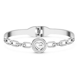 YAYAKO Stainless Steel Rhinestone Bracelet Bangle Petite 18k Plated Silver Gold Bracelets for Women Girls Charm Bracelets Gifts, Stainless Steel, Rhinestone