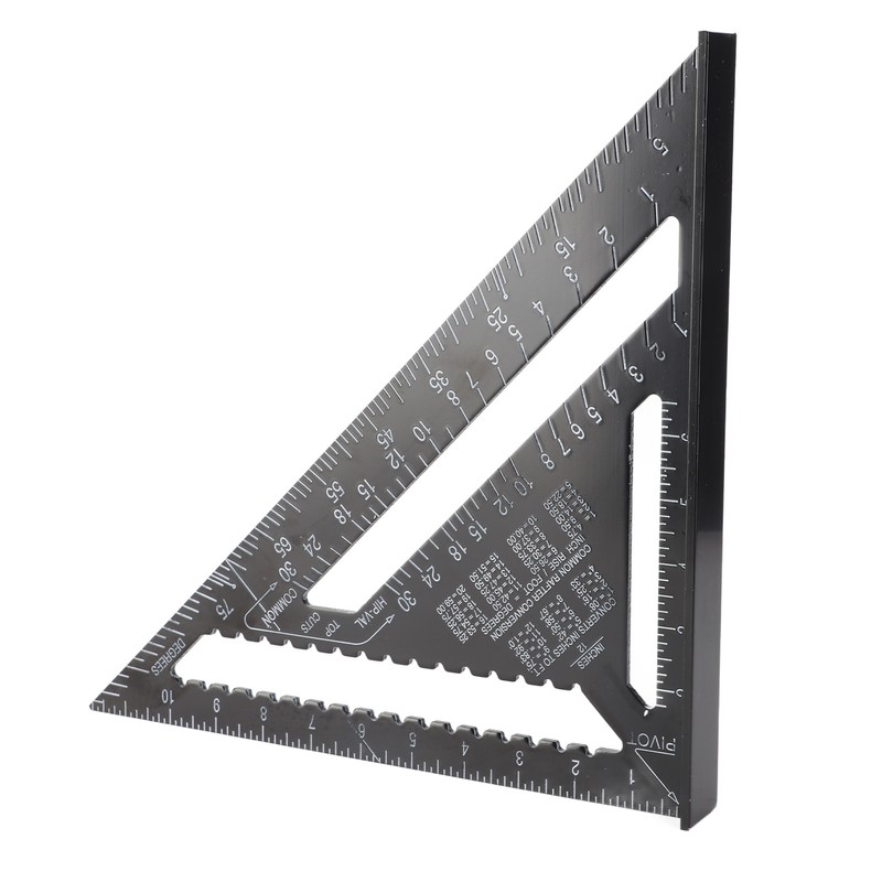 Triangle Ruler Black Right Angle Ruler Inch Metric Aluminum Alloy