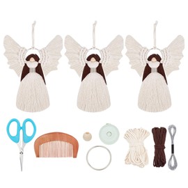 ORIGACH 3 Set DIY Macrame Angel Kits for Beginners, Angels Macrame Christmas Ornament, Boho Macrame Angel Wall Hanging Decor, Handmade Woven Decor for House Living Room Xmas Party