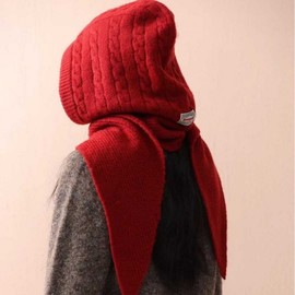 Upgraded Mink Balaclava - Red Wool Overhead Hat for Women lf3650 Free Size/Free Size 1 Red 3ea