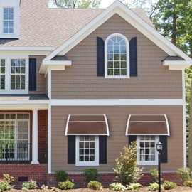 40" X 30" Patio Door Window Awning Canopy Cover Home Front Door Window Hollow Sheet Rain Cover Outdoor Polycarbonate Eaves Canopy Cover UV Rain Snow Protection (Brown Board & White Bracket)