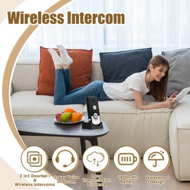 Intercoms for Home, Waterproof 2 Way Intercom, Super Long Range Intercom System, 410m to 490m Home Intercom System for Home Hospital Office