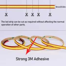 GOMING 24V COB LED Strip Light Warm White 3000K Cut at Will 2640LEDs 16.4ft(5M) CRI 93+ 4600lm 13W/M Uniform Glow IP20 Not Waterproof LED Tape Lights for DIY Cabinets Home Decor(No Power Supply)