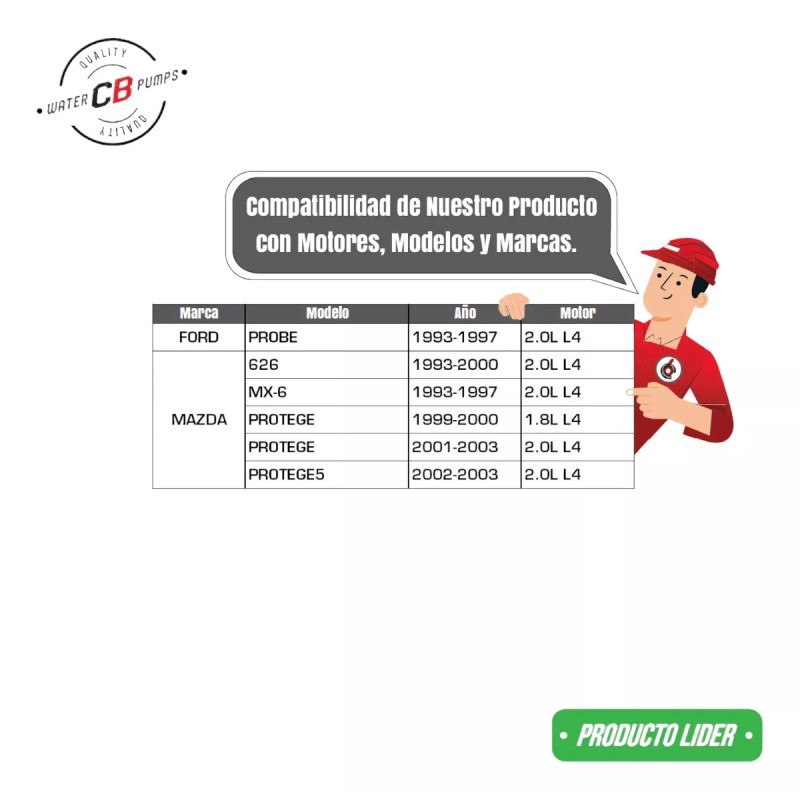 CB Bomba De Agua Mazda Protege 626 Mx-6 L4 2.0l