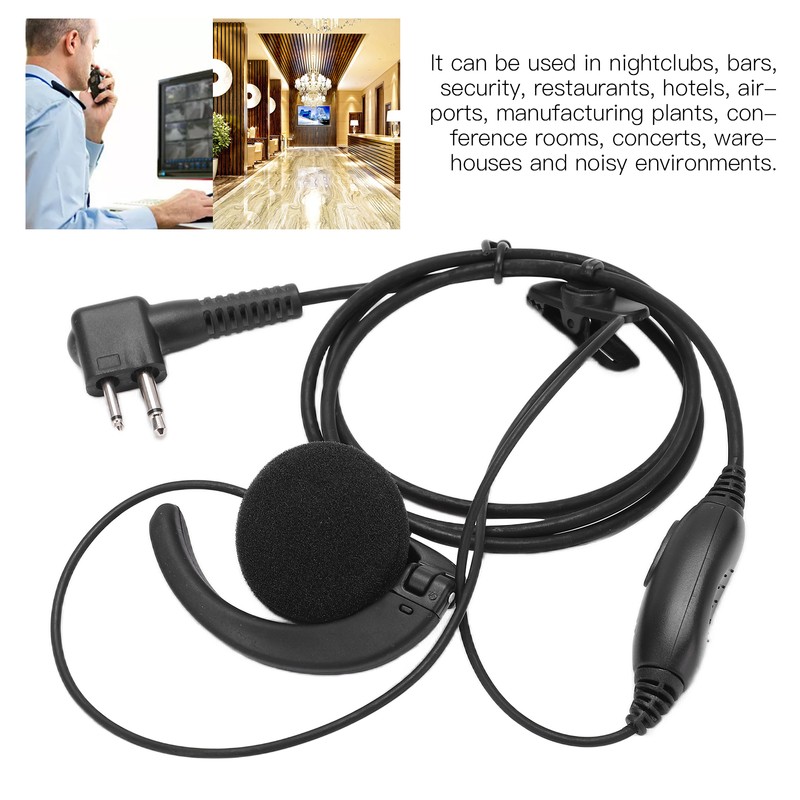 Walkie Talkie Headset Intercom 2 Way Radio Black Earphones Universal