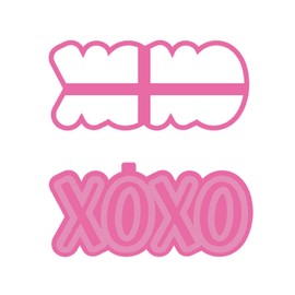 LissieLou Kisses and Hugs Cookie Cutter and Stamp Valentine's Day Icing Stamp Fondant Embosser - Pink